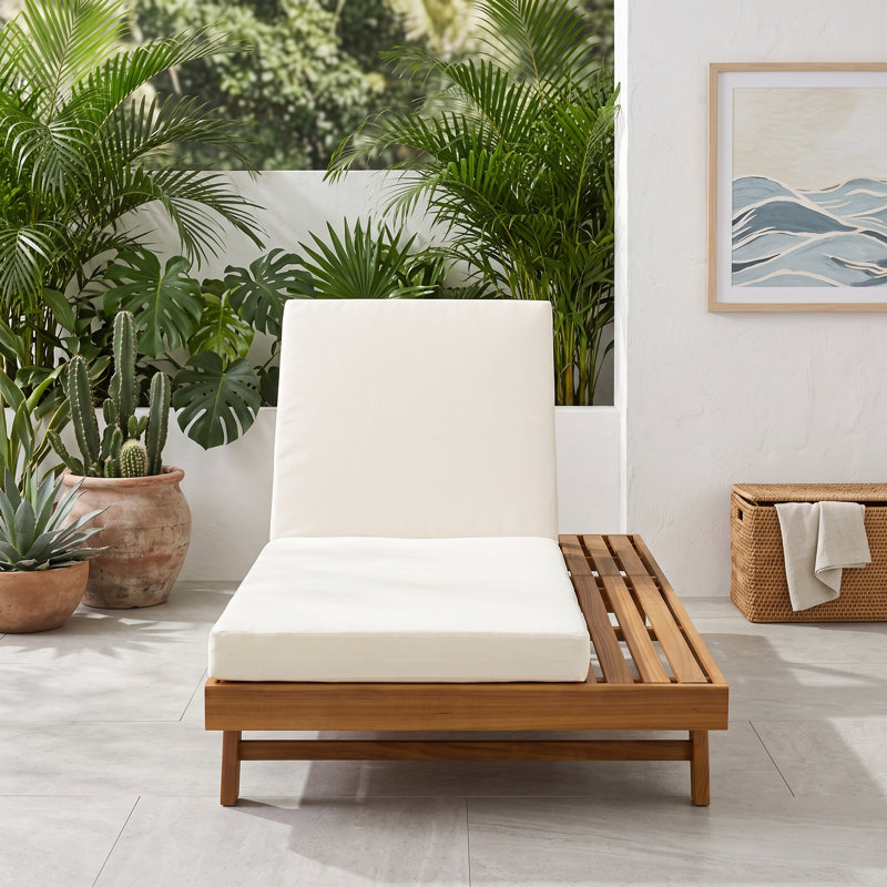 Chaise longue d'extérieur réglable en bois d'acacia, Cream Teak
