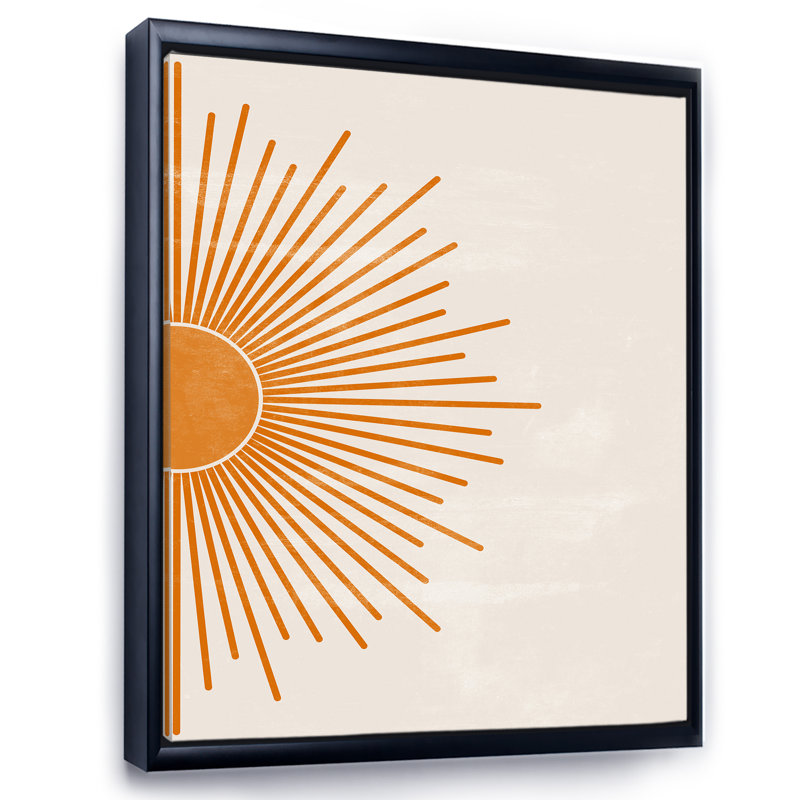 Impression de soleil orange I - cadre flottant, impression sur toile, H 20 po x l 12 po x P 1po, Cadre noir