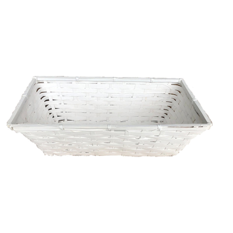 Panier en bois massif, H 5,2 po x l 9,2 po x P 6 po, Blanc