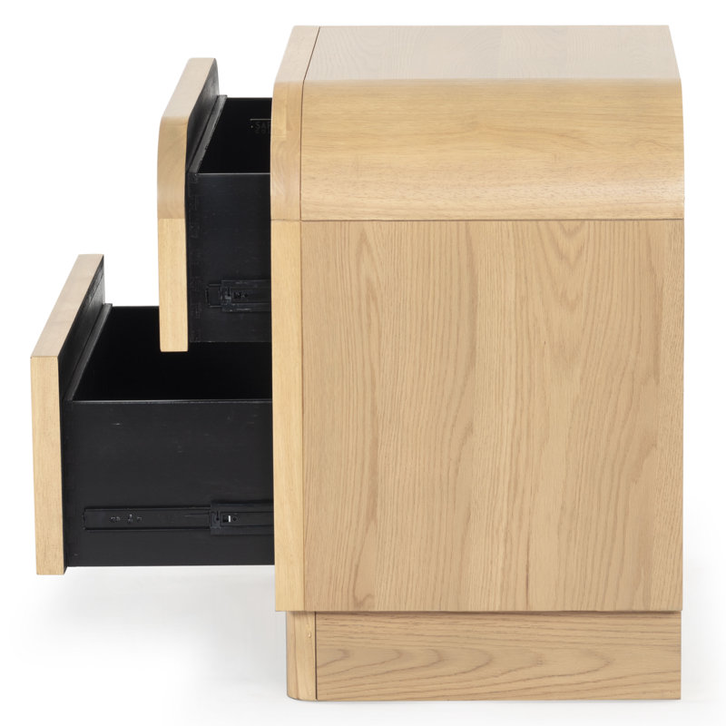 Dinah 2 Drawer Wood Nightstand, Natural