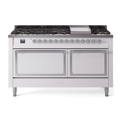 ILVE Nostalgie II Noblesse 60 in Dual Fuel Range, 9 Burner, Griddle