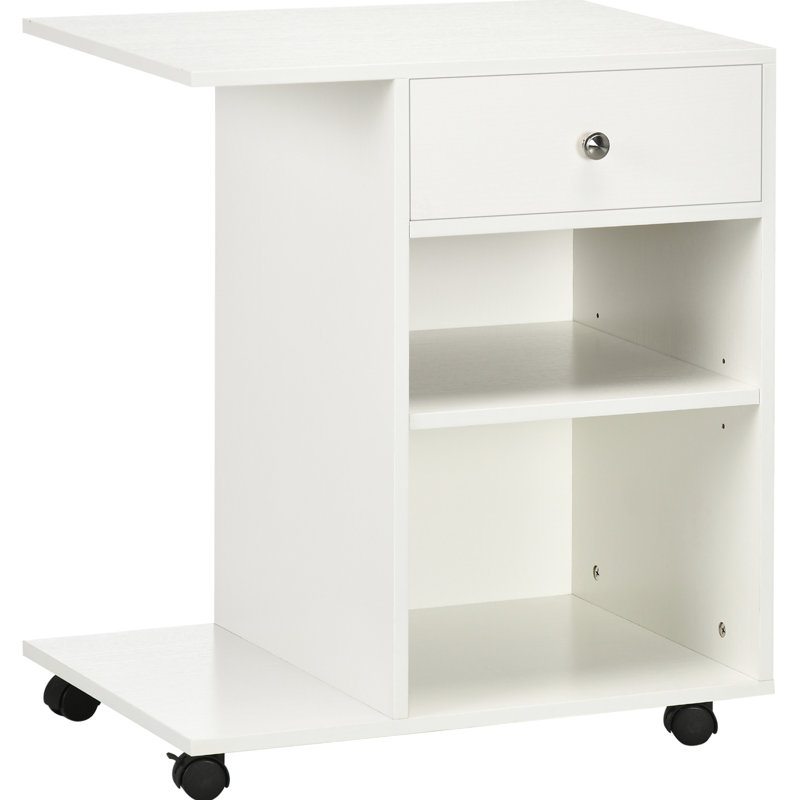 Rolling File Cabinet Cart, White, With Adjustable Shelf For Mobile Printer Stand In Featuring And Holder
