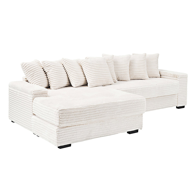 Canapé rembourré avec coussins, Beige