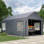 Abri d'auto robuste 10 x 20 pi, garage portatif avec parois latérales, voiture toutes saisons, rangement et salle à outils, gris