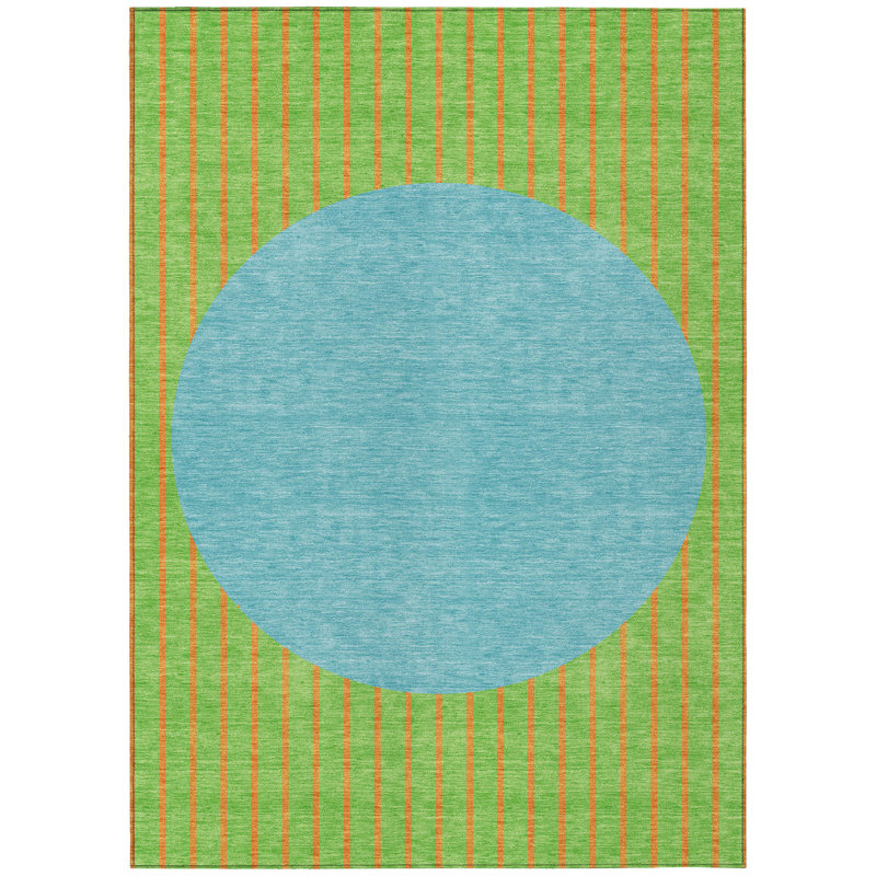 Carcyn Machine Washable Indoor Outdoor Striped Area Rug, Rectangle 5' x 7'6"