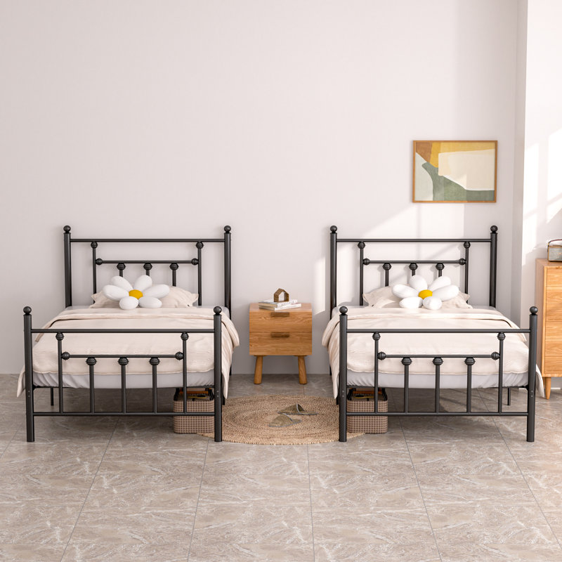 Twin Size Metal Bed Frame 14 Inch Platform Bed No Box Spring Needed, Black