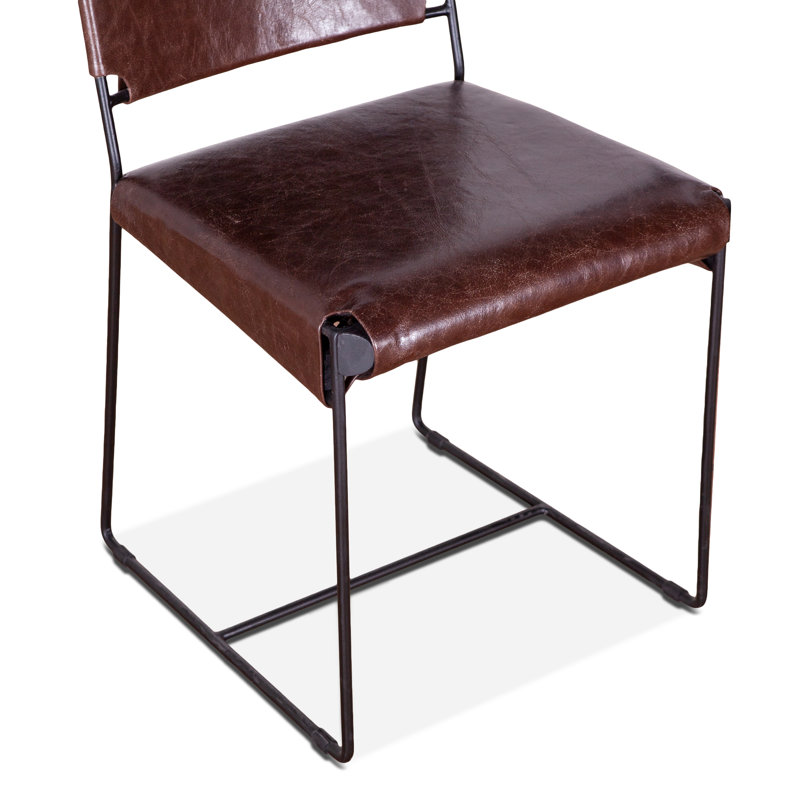 New York Upholstered Dining Chair, Leather Chocolate