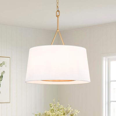 Luminaire suspendu cylindrique en tissu 6 lumières