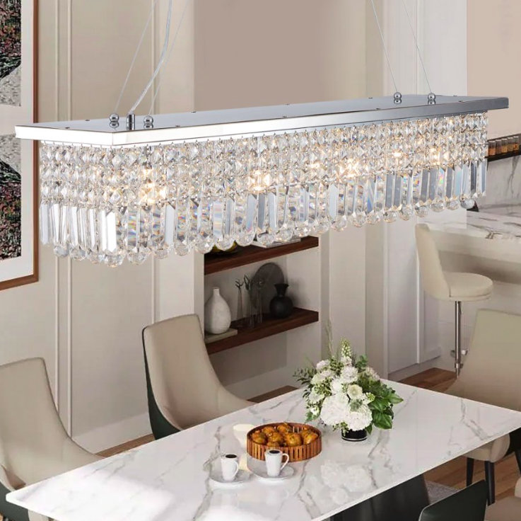 8-Light 39" L Crystal Chandelier, Chrome
