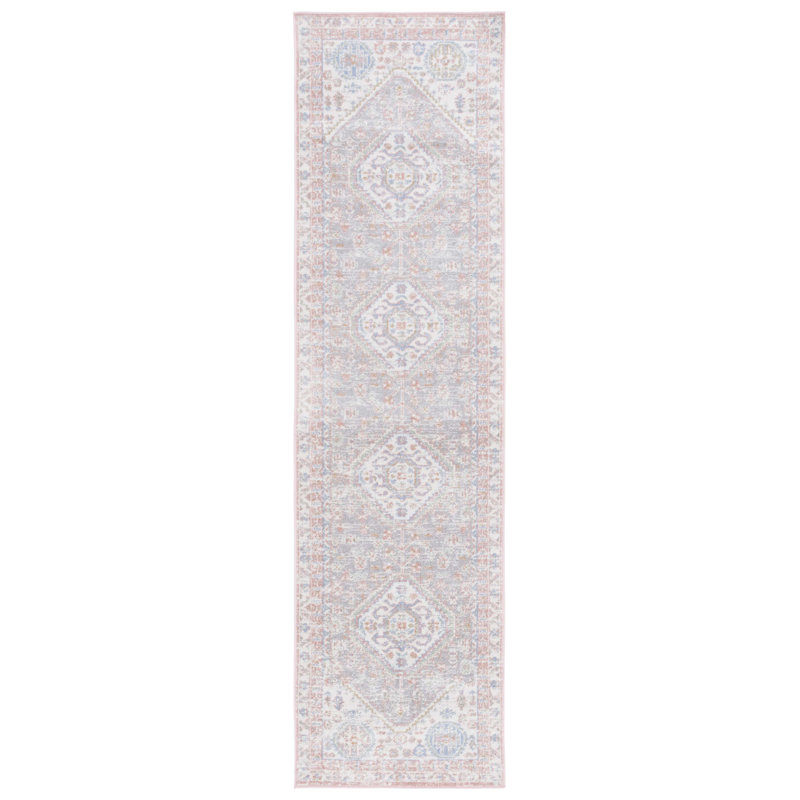 Tapis beige / bleu rose Beecher Bayside 118, Tapis de couloir 2 pi 2 po x 12 pi