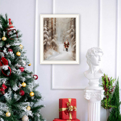Trendy Decor 4U Santa's Winter Stroll Framed Wall Art For Living Room, Holiday Wall Art Print For Home Decor, Bedroom Wall Art By Jo Moulton
