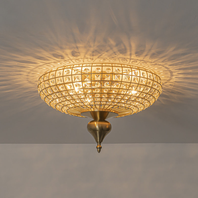 3-light French Vintage Crystal Flush Mount