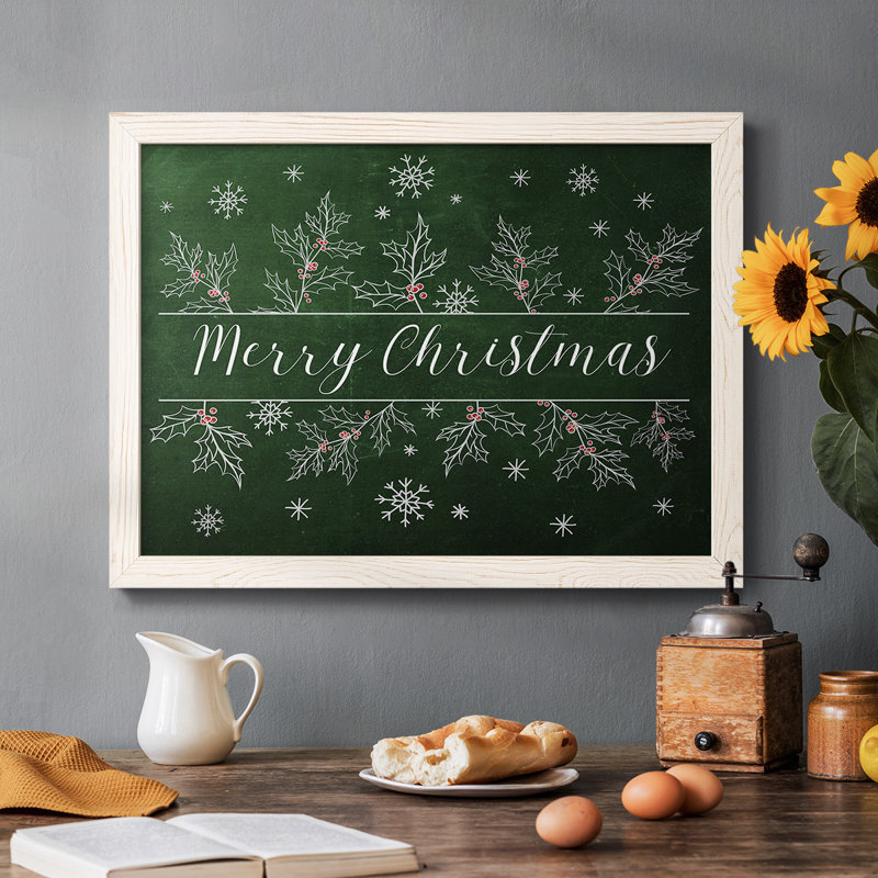 Merry Christmas Holly, reproduction d'art sur toile, H 22 po x l 32 po x P 1,5 po, Blanc