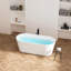 Baignoire autoportante en acrylique - Baignoire de trempage moderne et contemporaine avec drain escamotable en nickel brossé et trop-plein minimaliste, modèle 02136-bn