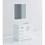 Blanc 36 po Meuble-lavabo de salle de bain avec comptoir en marbre décalé à droite, 34 miroirs, mécanisme de fermeture en douceur, cinq tiroirs et tablette de rangement large - fonction de fermeture, une armoire