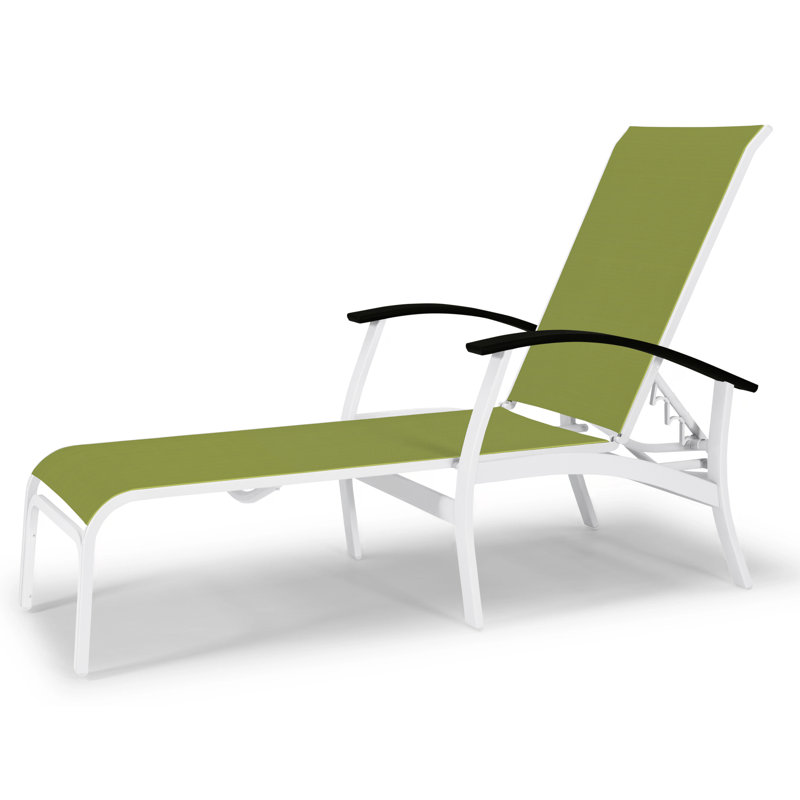 Askar Outdoor Rust-Resistant Metal Chaise Lounge, Lime 38D Sunbrella®, Gloss White, White P50