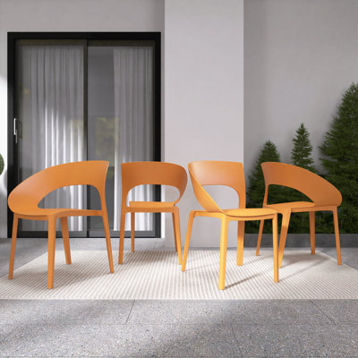 Modern PP Side Chair for Indoor & Outdoor Use, One-Piece Design (Set of 4)