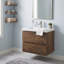 Meuble-lavabo suspendu de 61 cm (24 po) en mélamine en bois, résistant à l'eau, avec lavabo intégré en résine et carbonate de calcium, entièrement assemblé.-100920977-141936278
