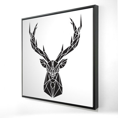 Tête de cerf géométrique - toile encadrée 24 po x 24 po