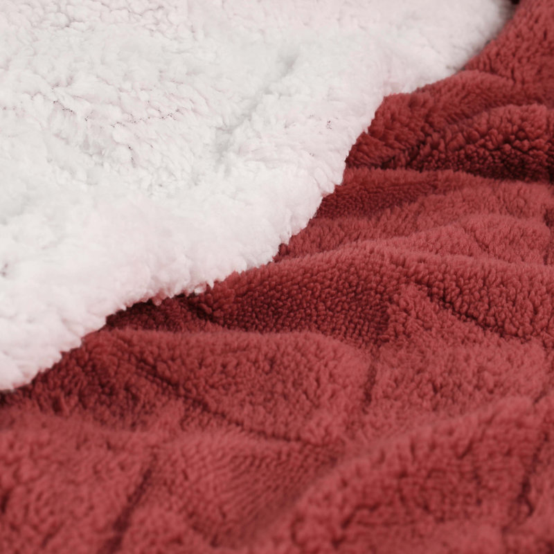 Literie moelleuse réversible de qualité supérieure Sherpa, Double/grand, Rouge coquelicot
