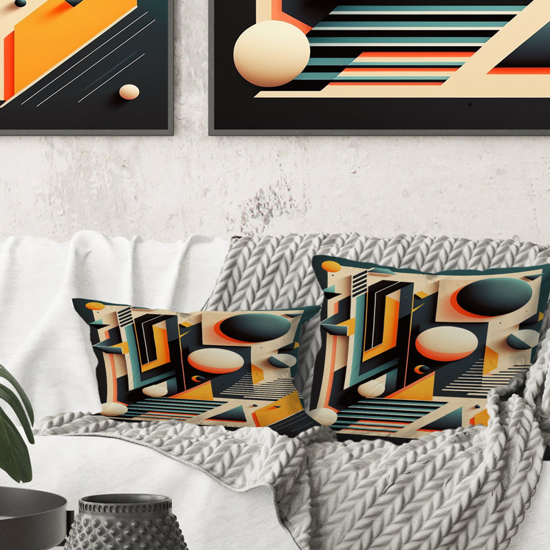 Coussin décoratif rétro avec motif géométrique abstrait I