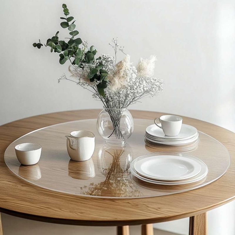 Round Clear PVC Table Protector, Heat Resistant Waterproof, Clear (Round 120cm)