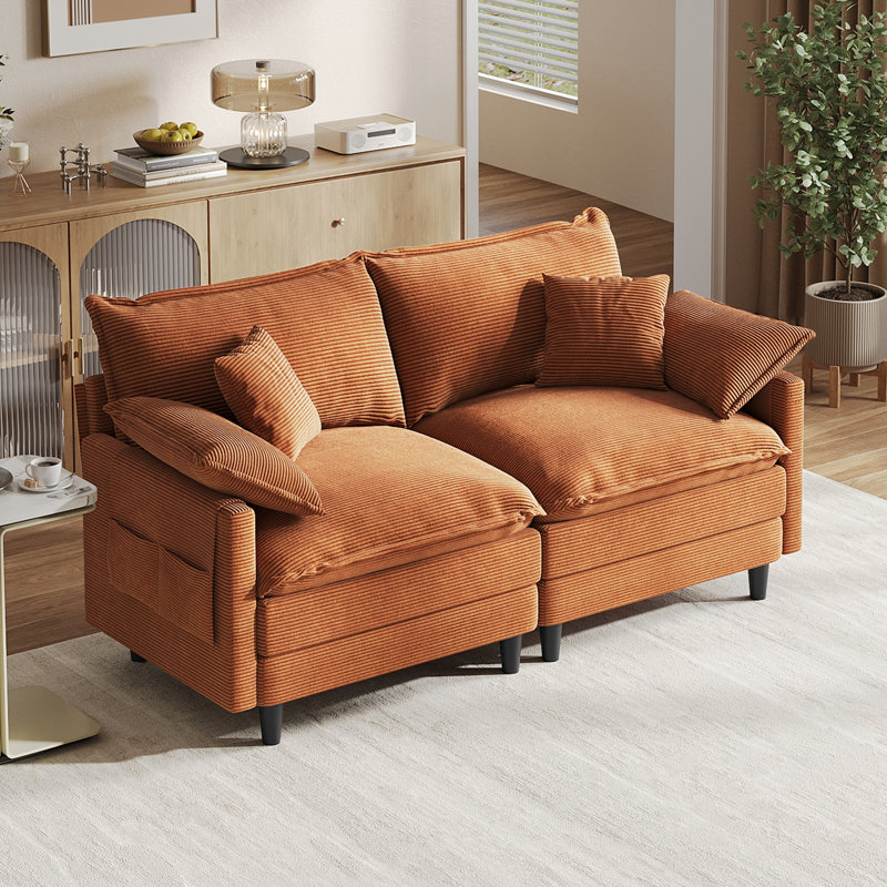 Canapé modulaire 73 po Corduroy, Orange