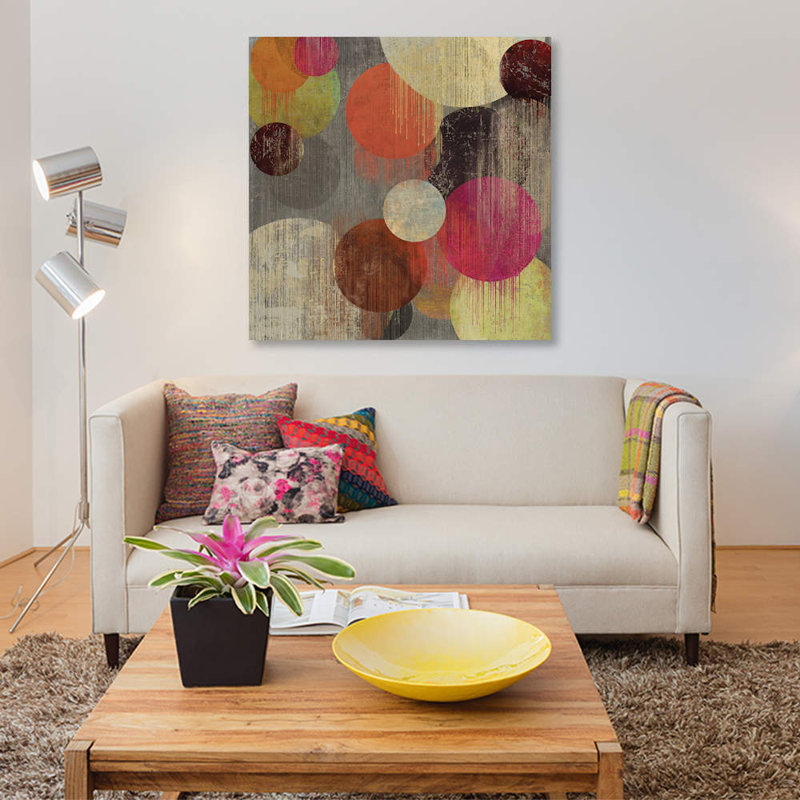 « magenta bubbles ii », impression sur toile, H 37 po x l 37 po x P 1,5 po, Pas de tapis, Toile tendue