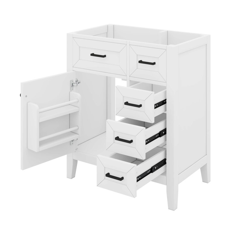 Meuble-lavabo 30 po avec tiroirs, Blanc/Noir