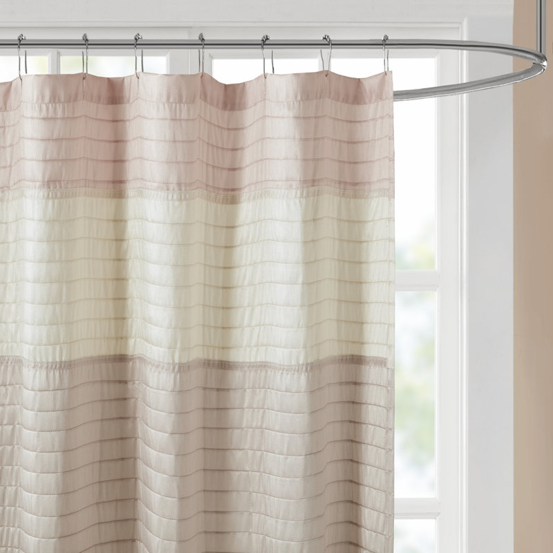 Black and Gray Faux Silk Striped Shower Curtain