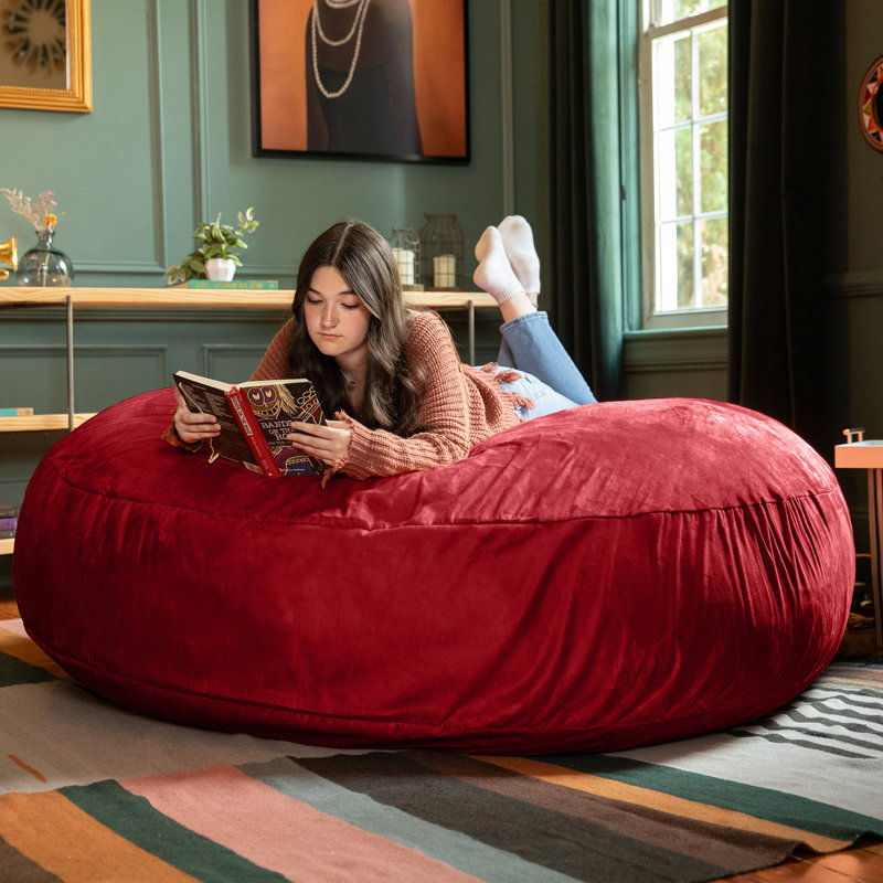 Jaxx 6 Foot Cocoon - 2-in-1 Convertible Bean Bag Bed & Large Bean Bag Chair for Adults , Cinnabar Microsuede