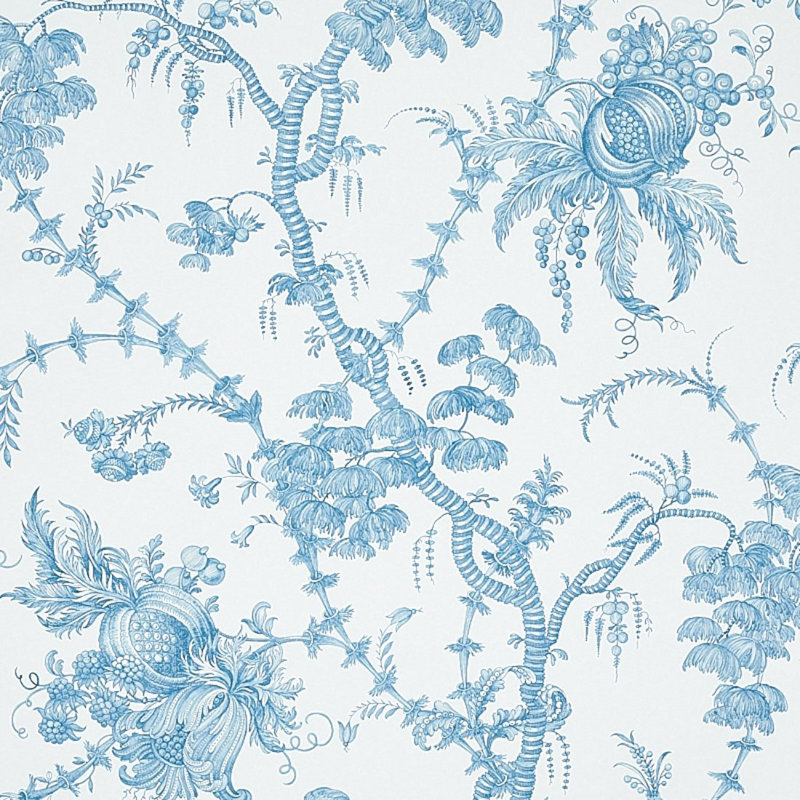San Cristobal Toile Wallpaper, Blue