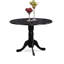 3 Piece Dining Table Set for Small Spaces Contains a Round Dining Room Table with Dropleaf and 2 Wood Seat Chairs, 42x42 Inch, Black-563512171-656376930