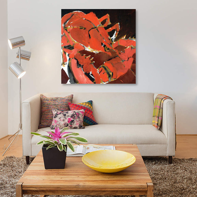« abstract homard v », impression sur toile, H 37 po x l 37 po x P 1,5 po, Toile tendue, Pas de tapis