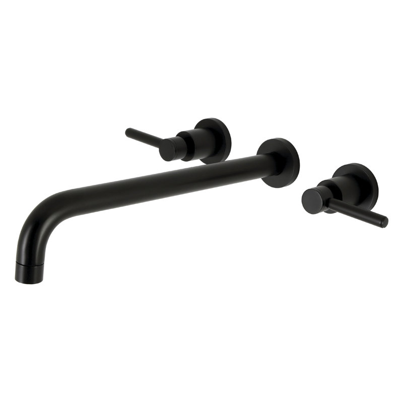 Kingston Brass Concord Two-Handle 3-Hole Wall Mount Roman Tub Faucet, Lever Handle, Matte Black
