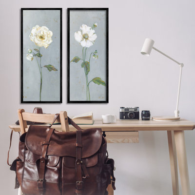 Simple Blossom on Grey 2 Piece Framed Giclee Art Set, design by Sally Swatland