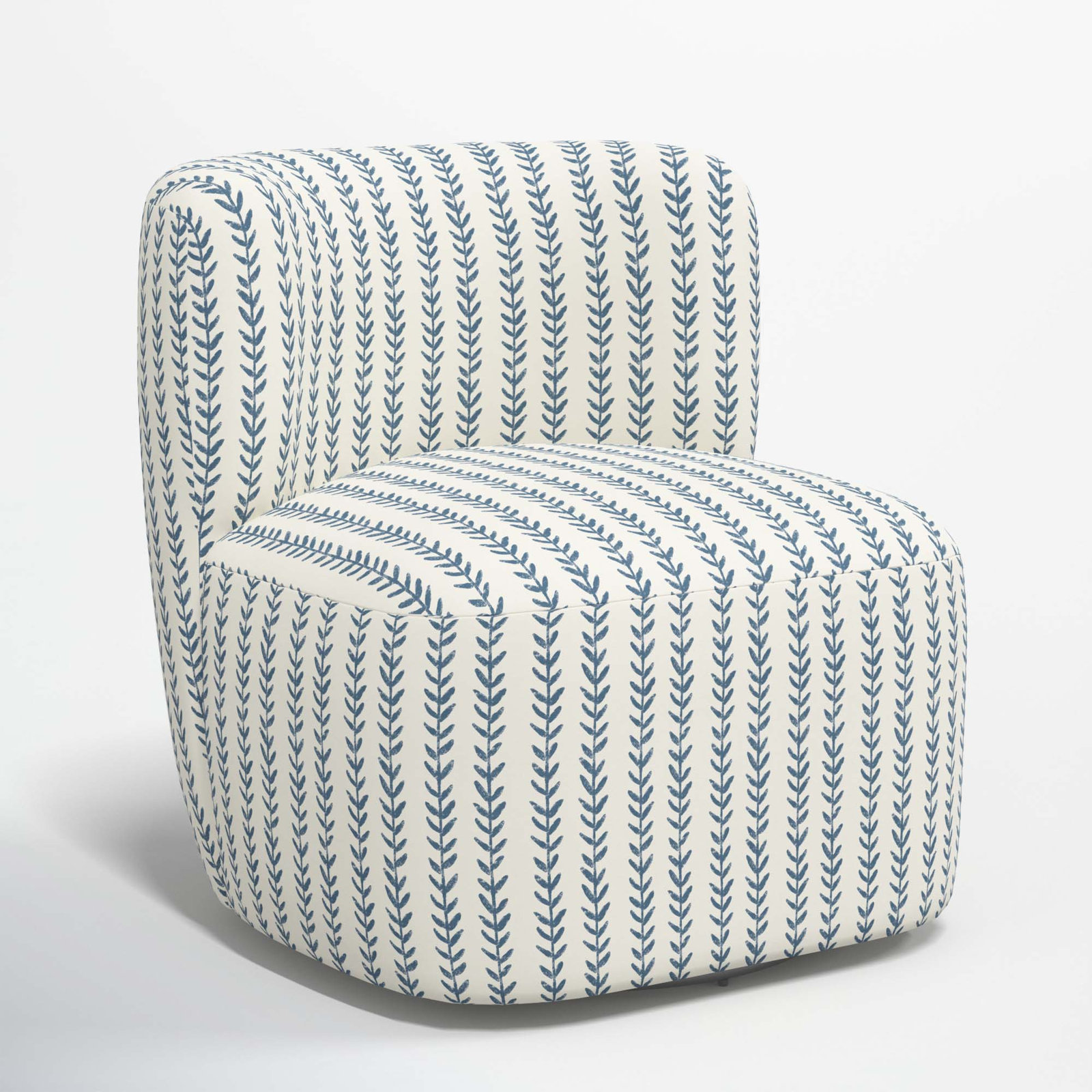 Mariza Swivel Slipper Chair, Vine Stripe Dusty Blue