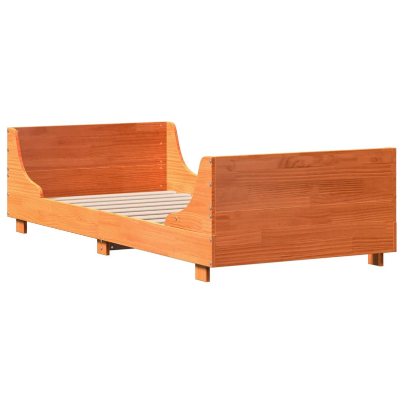Solid Wood Bed, Wax Brown, European Single (90 x 200cm)