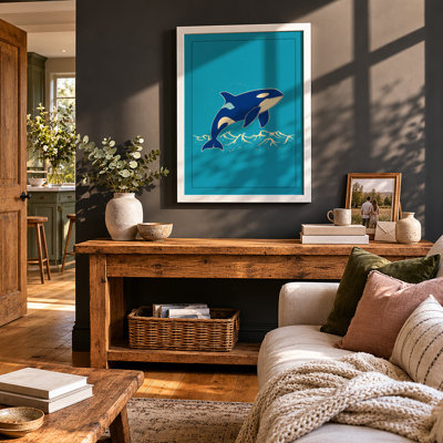 Leaping Orca Coastal - Framed Print