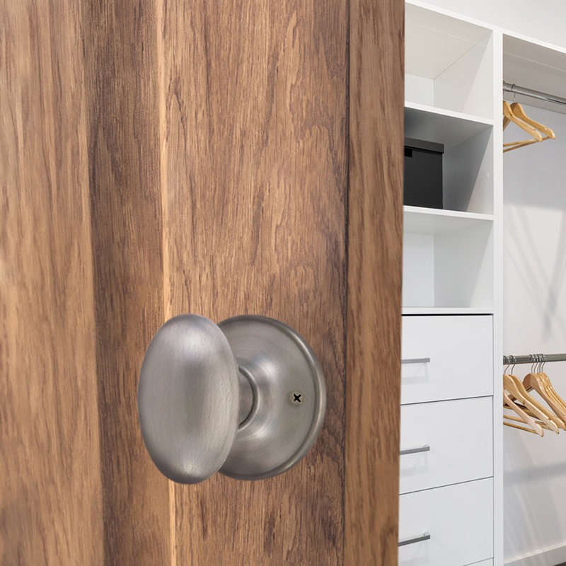 Egg Single Dummy Door Knob, Satin Nickel, Universal/Reversible