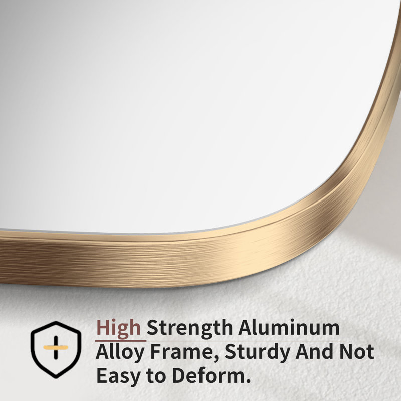 Metal Frame Oval Bathroom Mirror/Decorative Mirror, 48" H x 30" W, Brushed Gold