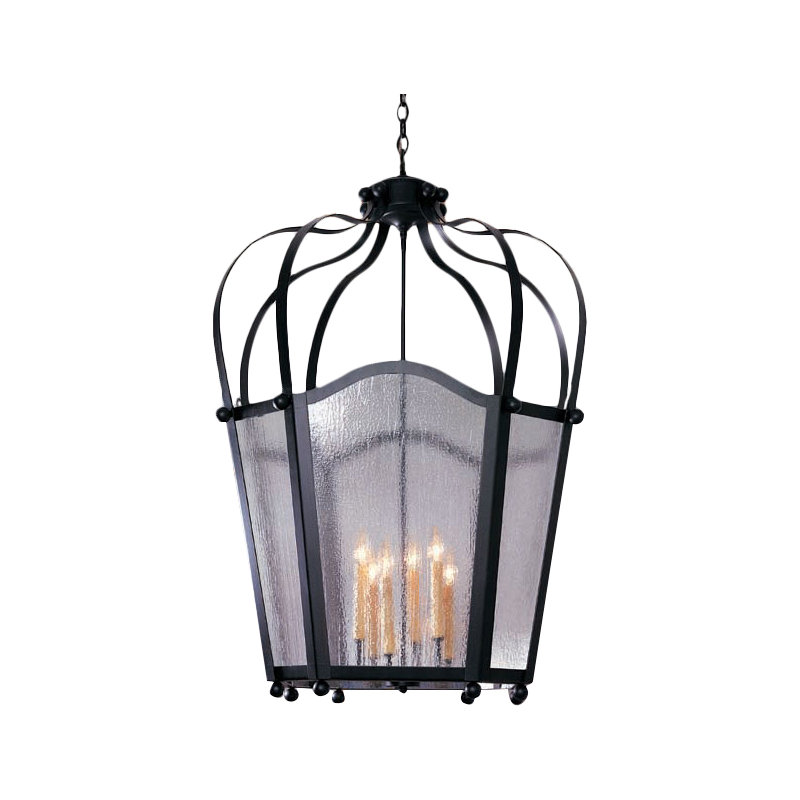 Citadel 6 - Light Chandelier, Blackwash, Real Mica