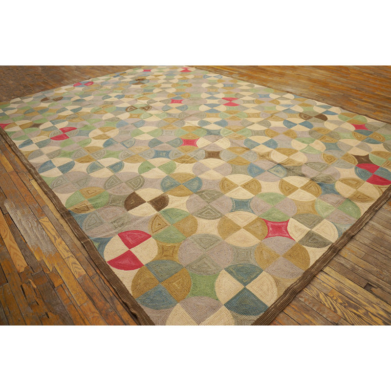 Hand Hooked Wool Geometric Area Rug