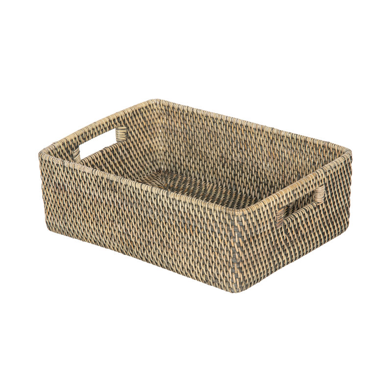 Panier en rotin Bavan, Enduit noir