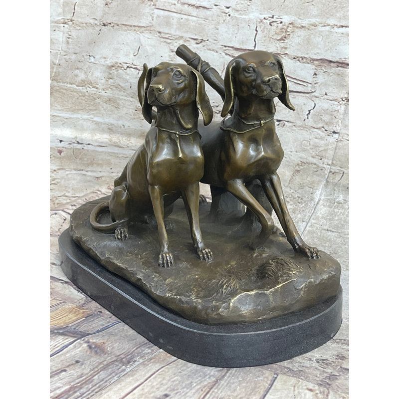 Deux grands chiens Vizsla par Debut Bronze Sculpture en marbre