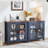 Farmhouse Sideboard Buffet Cabinet with 2 Glass Doors, Adjustable Shelves, Engineered Wood Coffee Bar Console Table-1810899855-1811895715-1810899853