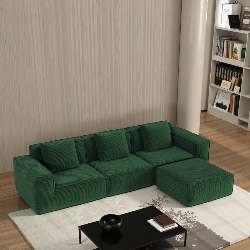 Canapé modulaire modulaire à conversion libre, H 22,4 po x l 118 po x P 39,4 po, 4, Vert