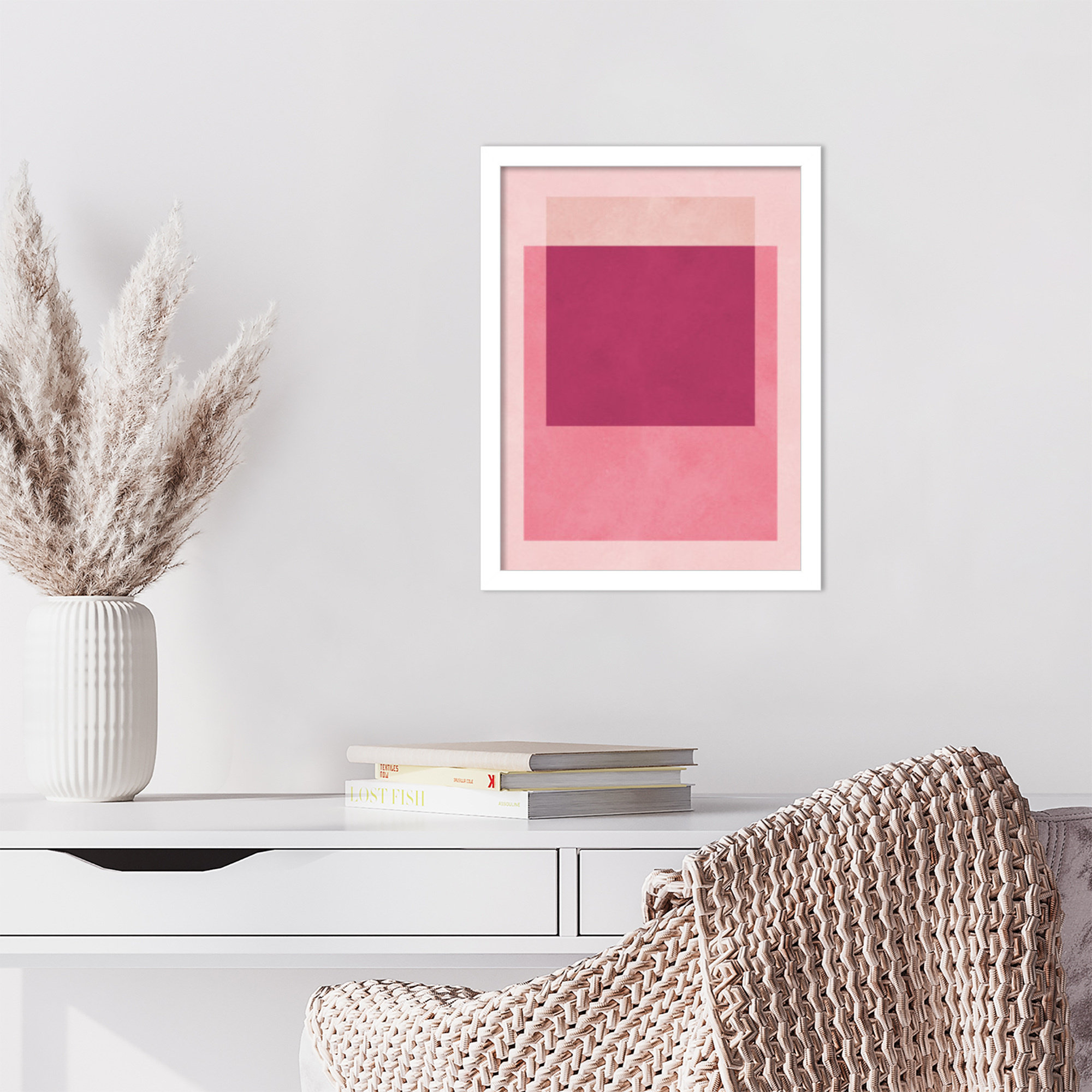 Overlapping geometry 12 by Norvin Wood Framed Wall Art Print, 17" H x 13" W, White