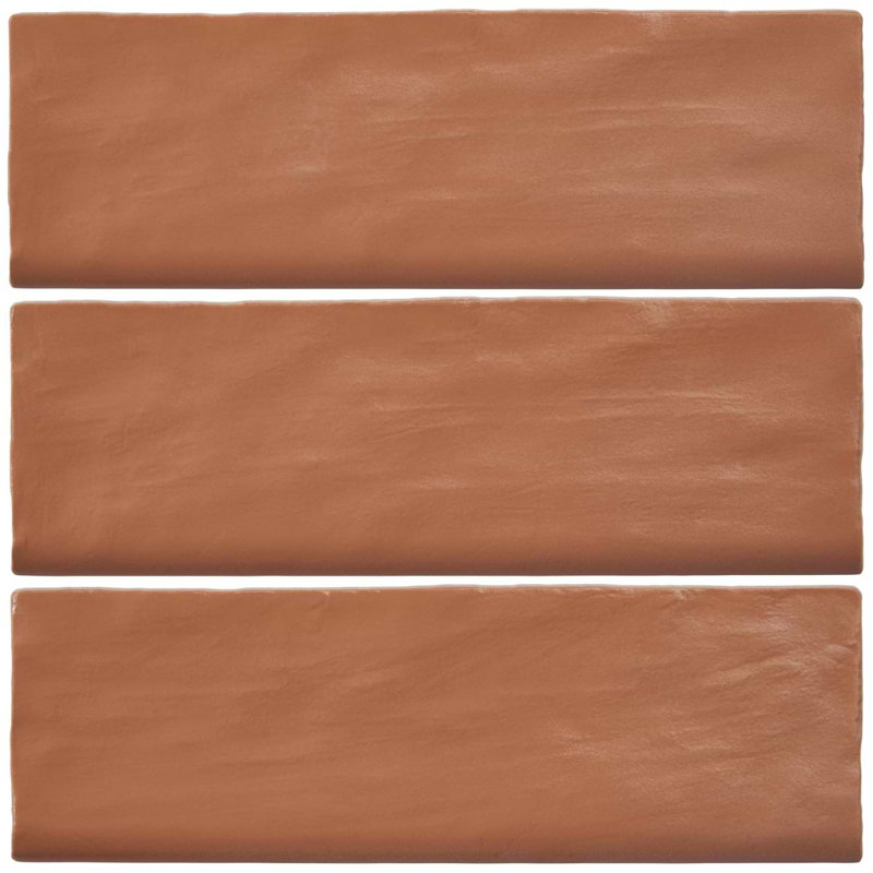 Montauk 2x8 Glazed Ceramic Bullnose Tile Trim, Terracotta