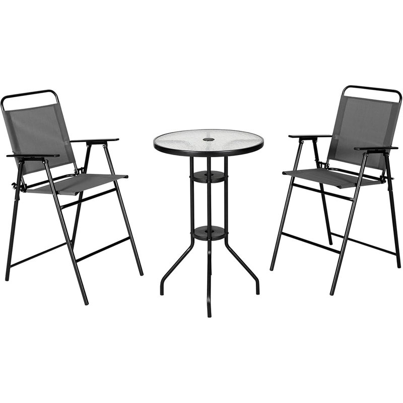 Patio 3-Piece Outdoor Bistro Set With Tempered Glass Top - ...